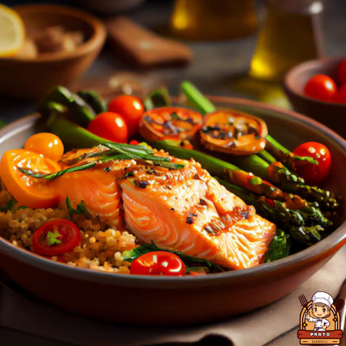 Marmita de Salmão com Quinoa e Aspargos - PRATO SAUDAVEL