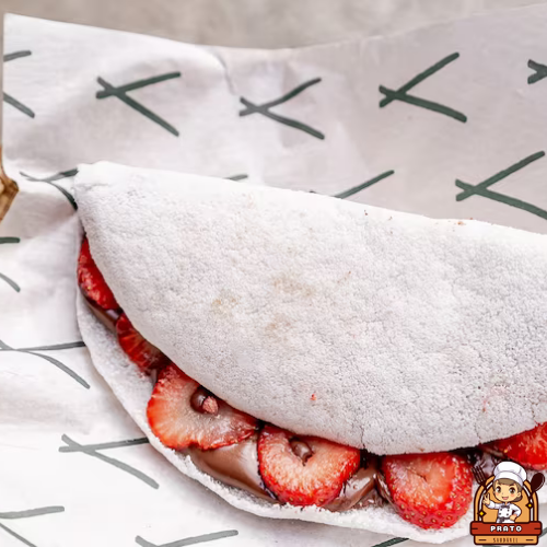 tapioca doce com recheio de morango - prato saudavel
